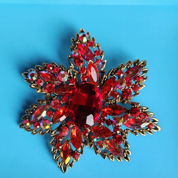 Red Gemstone Ladies Red Exquisite Brooch NWOT - Picture 1 of 9